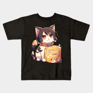 Kawaii Neko Cute Ramen Cat Japanese Noodle Anime Lover Kids T-Shirt